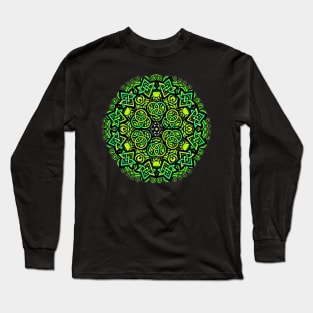 Celtic Green Geometric Mandala Long Sleeve T-Shirt